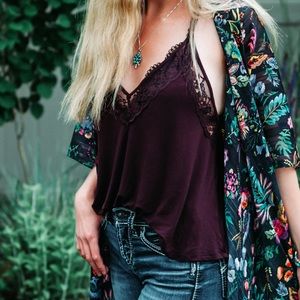 AEO plum lace tank top